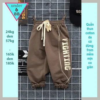 Quần thun dài bé trai (24kg đến 52kg ) in chữ FIGHTING đơn giản dễ dàng phối áo cho bé diện đi chơi , du lịch