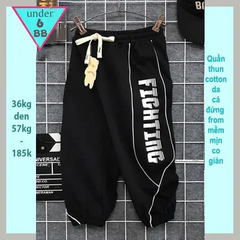 Quần thun dài bé trai (34kg đến 52kg ) in chữ FIGHTING đơn giản dễ dàng phối áo cho bé diện đi chơi , du lịch
