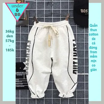 Quần thun dài bé trai (34kg đến 52kg ) in chữ FIGHTING đơn giản dễ dàng phối áo cho bé diện đi chơi , du lịch