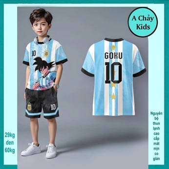 Đồ bộ bé trai thun lạnh in 3D hình Songokuu phong cách thể thao cá tính