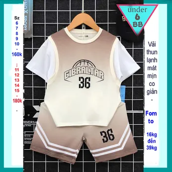 Đồ bộ bé trai thun lạnh thể thao in số 36 phong cách bóng rổ cho bé đi chơi , đi học
