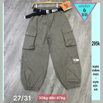 Quần kaki dài bé trai jogger túi hộp (30kg đến 47kg )