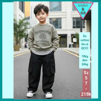 Áo thun bé trai tay dài cao cấp cotton da cá dày dặn in chữ phong cách cá tính cho bé đi chơi , đi học