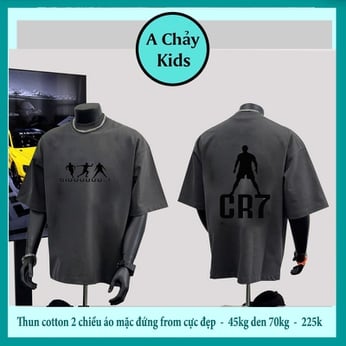 Áo thun cotton bé trai in hình CR7 phong cách đơn giản cá tính dành cho tuổi teen đi chơi , đi du lịch