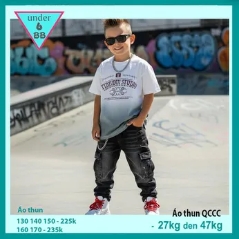 Áo thun bé trai cao cấp in chữ phối màu loang style cá tính cho bé diện đi chơi , đi học