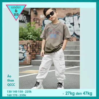 Áo thun bé trai cao cấp in chữ phối màu loang style cá tính cho bé diện đi chơi , đi học