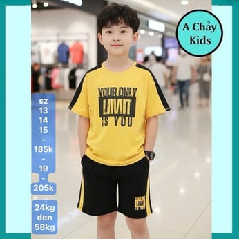 Quần áo bé trai cotton in chữ phong cách thời trang hàn quốc cá tính cho bé đi chơi , đi học