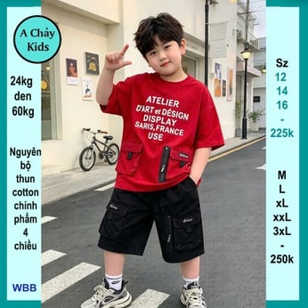 Đồ bộ bé trai hip hop in chữ ATELIER phong cách hàn quốc siêu ngầu cho bé đi chơi , du lịch