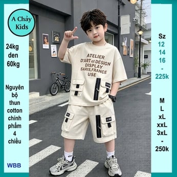 Đồ bộ bé trai hip hop in chữ ATELIER phong cách hàn quốc siêu ngầu cho bé đi chơi , du lịch