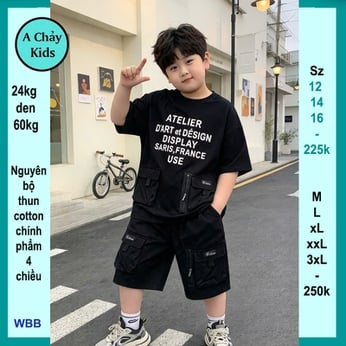 Đồ bộ bé trai hip hop in chữ ATELIER phong cách hàn quốc siêu ngầu cho bé đi chơi , du lịch
