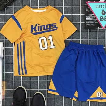 Đồ bộ bé trai thun lạnh thể thao in họa tiết chữ Kings 01 phong cách thể thao cho bé đi chơi , đi học