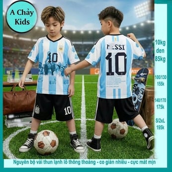 Đồ bộ bé trai thun lạnh thể thao in số 10 mang phong cách thể thao bóng đá , bóng rổ