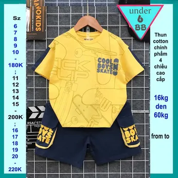 Quần áo bé trai cotton in chữ phong cách cá tính cho bé diện đi chơi , đi học