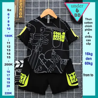 Quần áo bé trai cotton in chữ phong cách cá tính cho bé diện đi chơi , đi học