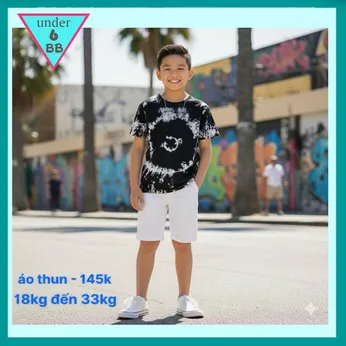 Áo thun hoa văn cho bé trai in màu loang phong cách cá tính cho bé đi chơi ,đi học