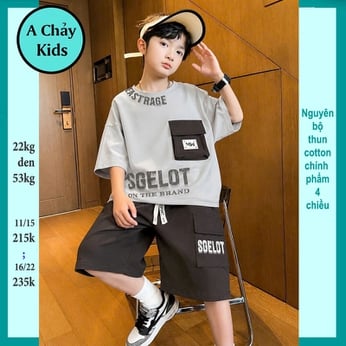 Đồ bộ bé trai hiphop in chữ phong cách cá tính cho bé đi chơi , du lịch