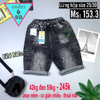 Quần jean ngắn bé trai co giãn ( 42kg đến 55kg )(HB:153-3)