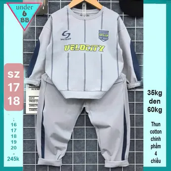Đồ bộ bé trai tay dài in chữ phối sọc phong cách hàn quốc cá tính cho bé diện đi chơi , đi học