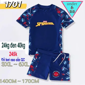 Đồ bơi cho bé trai tay ngắn in 3D hình siêu nhân nhện đơn giản cho bé đi bơi , đi biển ( Đồ bơi rời )