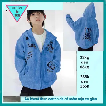 Áo Khoác bé trai in  Chú Gấu phong cách cá tính cho bé khoác nắng , giữ ấm