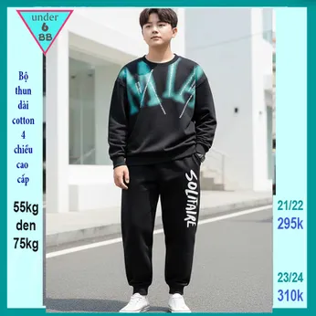 Đồ bộ bé trai tay dài in chữ MIA phong cách cá tính cho bé lớn đi chơi , đi du lịch