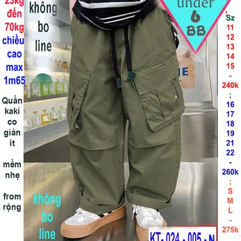 Quần kaki dài cho bé trai( KT025- 005) ( 25kg đến 70kg ) túi hộp cho bé đi chơi , đi học