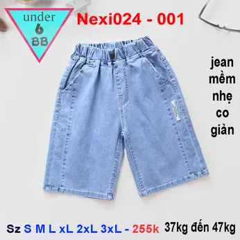 Quần jean ngắn bé trai co giãn  ( Nexi024-001)(37kg đến 47kg )