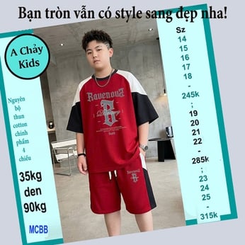 Quần áo bé trai size lớn in chữ B phong cách cá tính cho bé đi chơi ,đi học