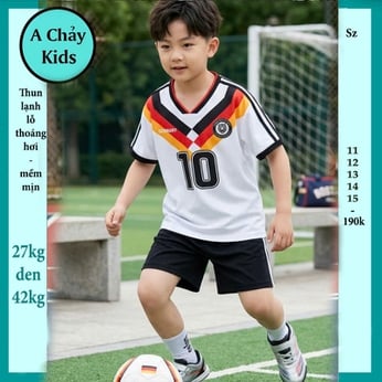 Đồ bộ bé trai thun lạnh thể thao in số 10 phong cách bóng đá cho bé đi chơi , đi học