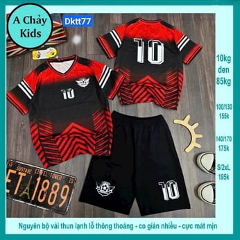 Đồ bộ bé trai thun lạnh thể thao in số 10 phong cách bóng đá cho bé diện đi chơi , đi học