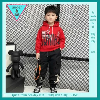 Áo thun bé trai tay dài có nón (Hoodie ) in chữ mang phong cách thời trang cá tính cho bé đi chơi , du lịch