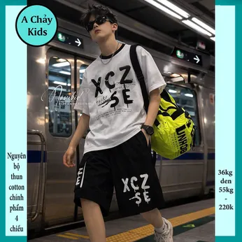 Đồ bộ bé trai hiphop in chữ phong cách cá tính cho bé đi chơi , đi học