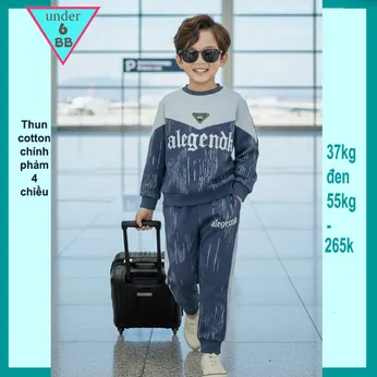 Đồ bộ bé trai tay dài cá tính in chữ phối vệt sơn cho bé diện đi chơi ,du lịch