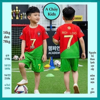 Đồ bộ bé trai thun lạnh thể thao in số 7 phong cách đá banh cho bé đi học ,đi chơi