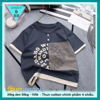 Áo thun bé trai cá tính in chữ nổi mang phong cách thời trang cho bé diện đi chơi mùa hè , du lịch