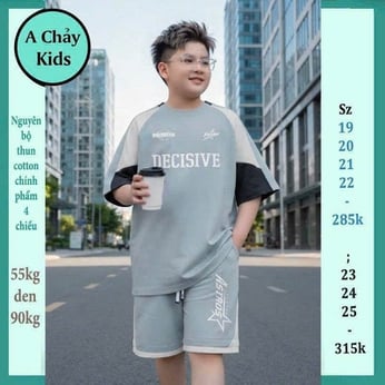 Quần áo bé trai size lớn in chữ DECISIVE phong cách cá tính dành cho tuổi teen