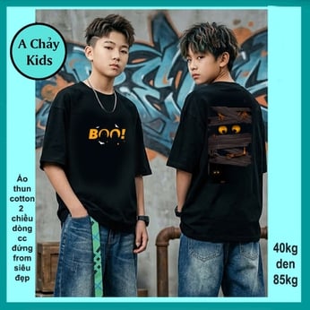 Áo thun cotton bé trai in hình cá tính cực ngầu cho tuổi teen diện phố , du lịch