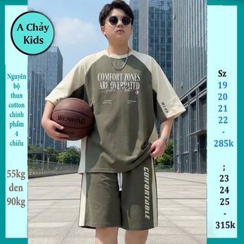 Quần áo bé trai size lớn in chữ phối màu cá tính cho bé đi chơi , đi học