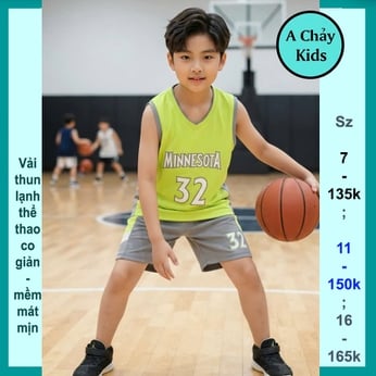 Đồ bộ bé trai thun lạnh sát nách in số 32 phong cách thể thao cho bé trai đi chơi , đi học