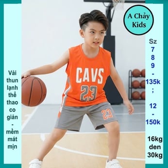 Đồ bộ bé trai thun lạnh sát nách in số 23 phong cách thể thao cho bé đi chơi , đi học