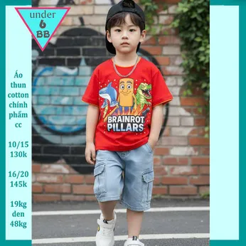 Áo thun bé trai cá tính in hình Italian Brainrot siêu hottrend cho bé diện đi chơi , đi học