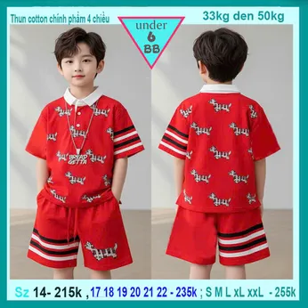 Set đồ bộ bé trai cổ trụ in họa tiết chú chó lạp xưởng phong cách cá tính cho bé đi chơi , đi học