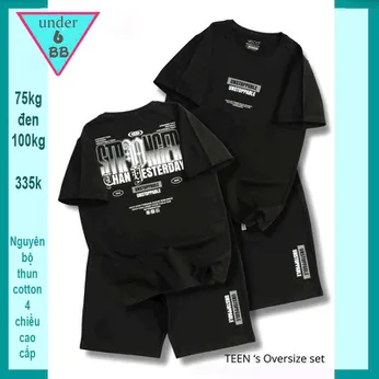 Quần áo bé trai size lớn in chữ - Đen 020