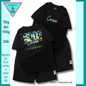Quần áo bé trai size lớn in chữ - Đen 021