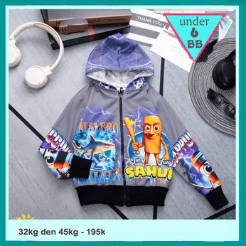 Áo khoác bé trai in hình Tung Tung Tung Sahur siêu hottrend cho bé khoác nắng , giữ ấm