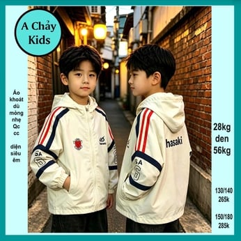 Áo khoác dù bé trai in chữ Hasaki phong cách hàn quốc cá tính cho bé yêu khoác đi nắng , giữ ấm 
