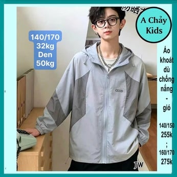 Áo khoác dù bé trai ( Chất Gió ) phối màu đơn giản cho bé khoác đi nắng , giữ ấm cho bé 