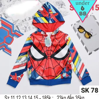 Áo khoác trẻ cotton in 3D siêu nhân người nhện - spiderman phong cách cá tính cho em nam đi chơi , đi học