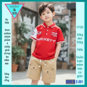 Áo polo bé trai in chữ HACKEET phong cách thời trang cá tính cho bé đi chơi , đi học