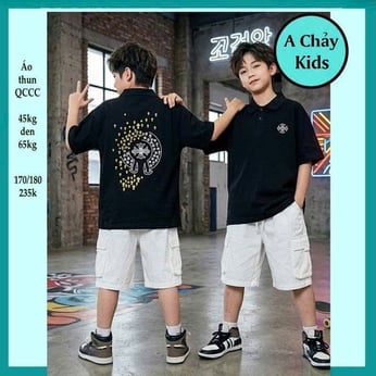 Áo polo bé trai in chữ phong cách cực sang cho tuổi teen diện đi chơi , đi lễ